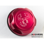 FIAT 500 Oil Cap - Scorpion Logo - Red Anodized Billet